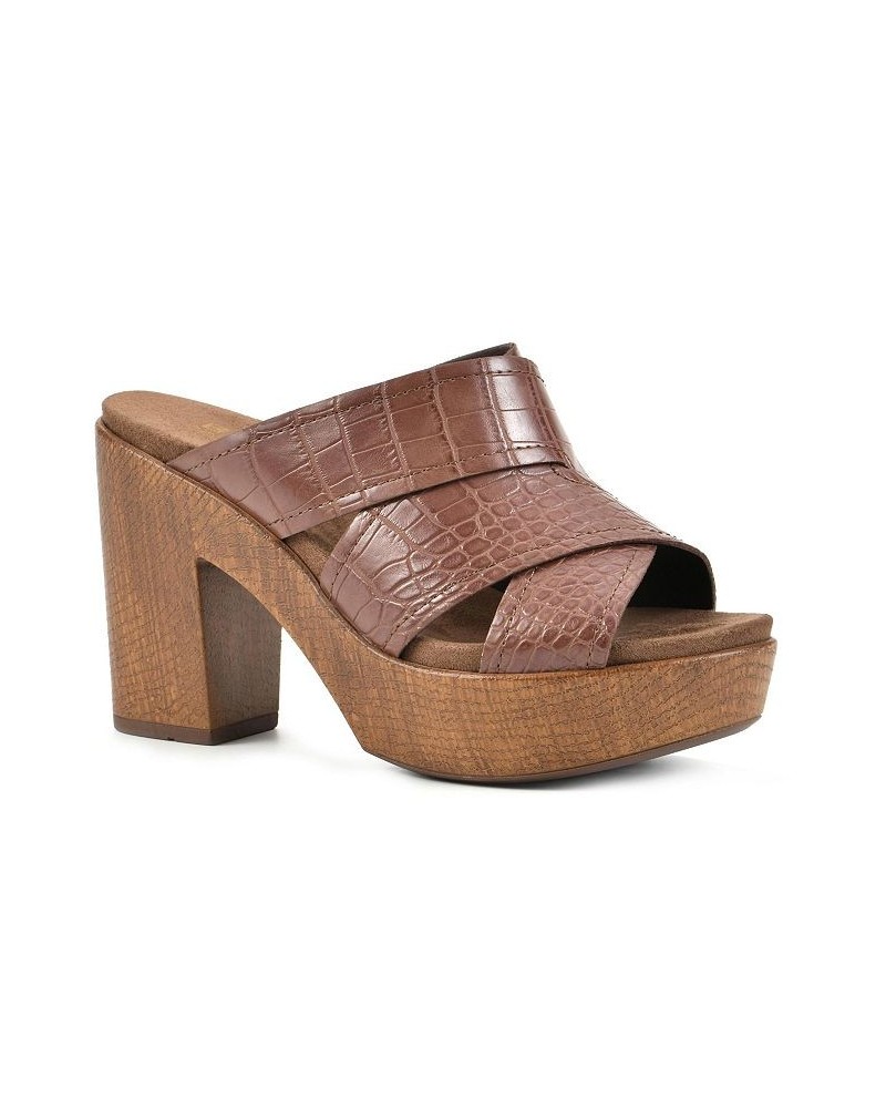 Alive Platform Slide Sandal Brown $43.61 Shoes