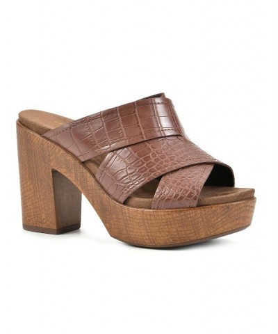 Alive Platform Slide Sandal Brown $43.61 Shoes