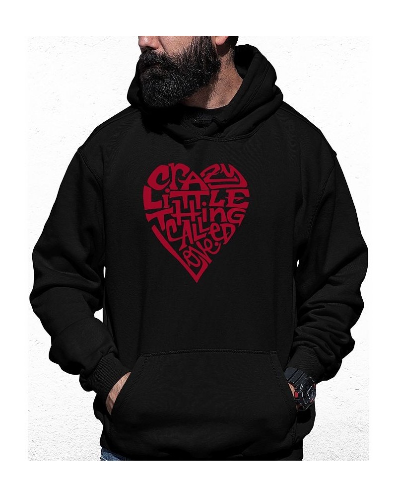 Men's Crazy Little Thing Called Love Word Art Hooded Sweatshirt Black $28.80 Sweatshirt