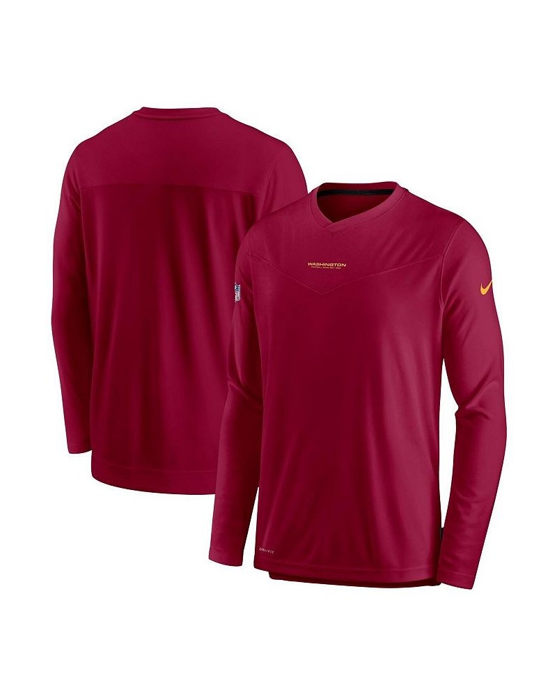 Men's Burgundy Washington Football Team Sideline Coaches Performance Long Sleeve V-Neck T-shirt $34.44 T-Shirts