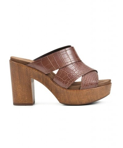 Alive Platform Slide Sandal Brown $43.61 Shoes