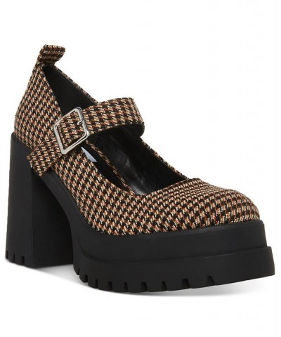 Women's Orsen Lug-Sole Mary Jane Pumps Brown $40.72 Shoes