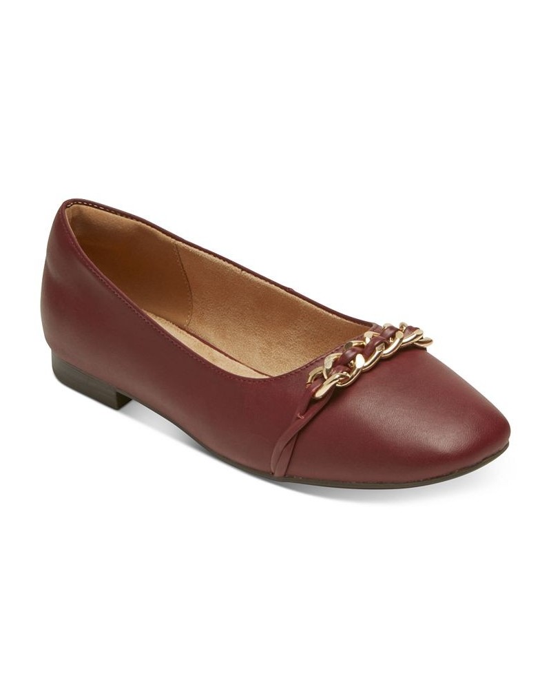 Women's Zoie Chain Ballet Flats Red $32.90 Shoes