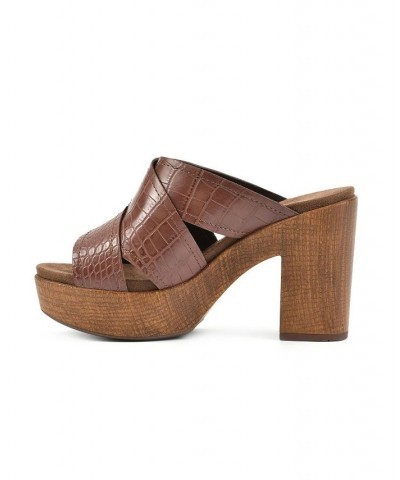 Alive Platform Slide Sandal Brown $43.61 Shoes