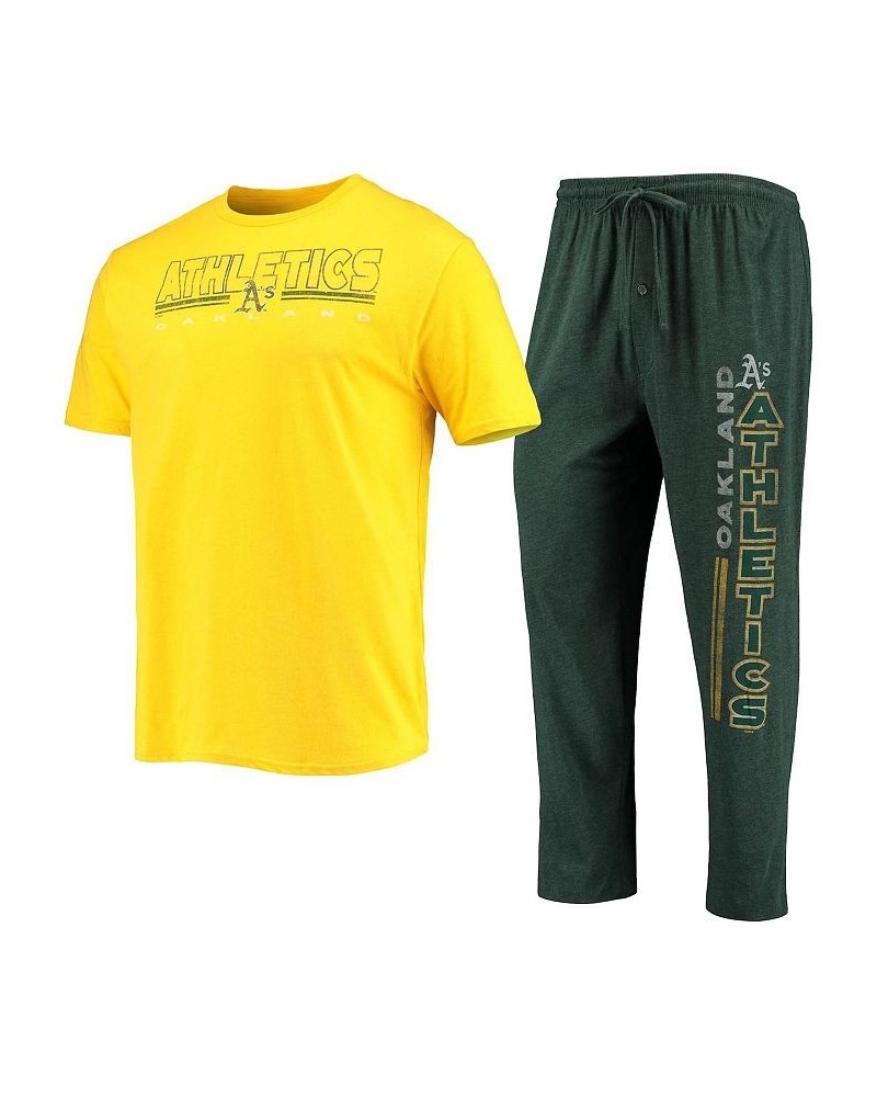 Men's Green, Gold Oakland Athletics Meter T-shirt and Pants Sleep Set $37.79 Pajama