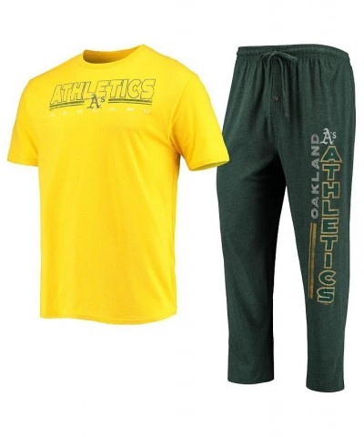 Men's Green, Gold Oakland Athletics Meter T-shirt and Pants Sleep Set $37.79 Pajama