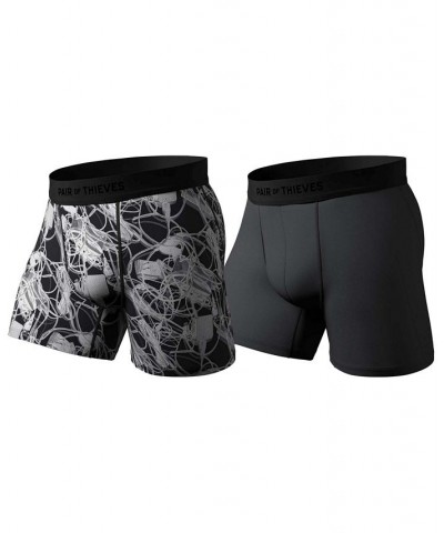 Men's Hustle 2-Pk. 4-Way Stretch Quick-Dry 5" Boxer Briefs Black $14.80 Underwear