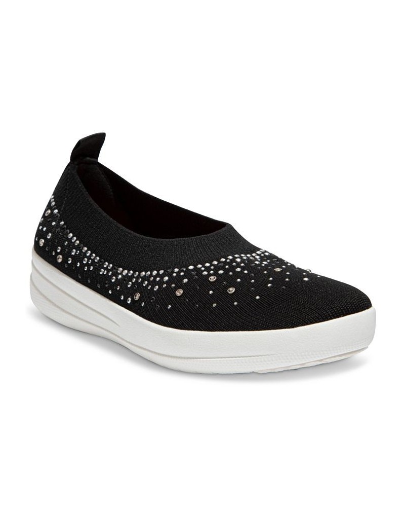 Women's Uberknit Ombre Crystal Ballet Sneaker Flats Black $32.80 Shoes