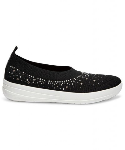 Women's Uberknit Ombre Crystal Ballet Sneaker Flats Black $32.80 Shoes