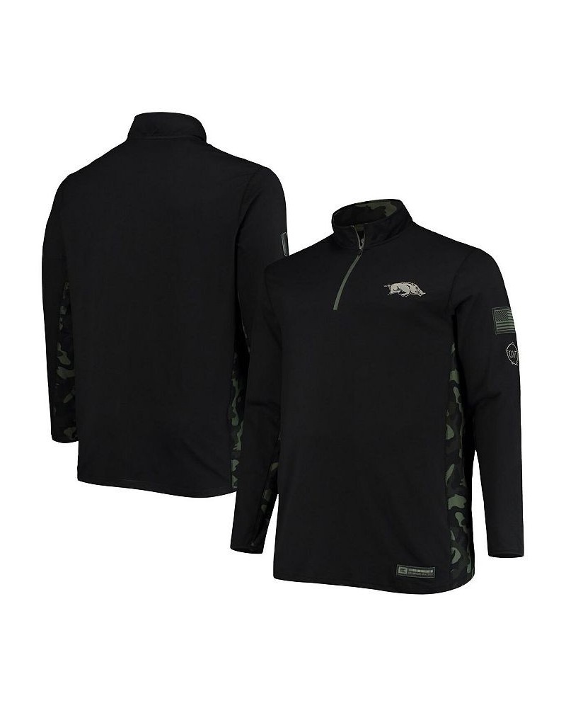 Men's Black Arkansas Razorbacks OHT Military-Inspired Appreciation Big and Tall Quarter-Zip Jacket $31.50 Jackets