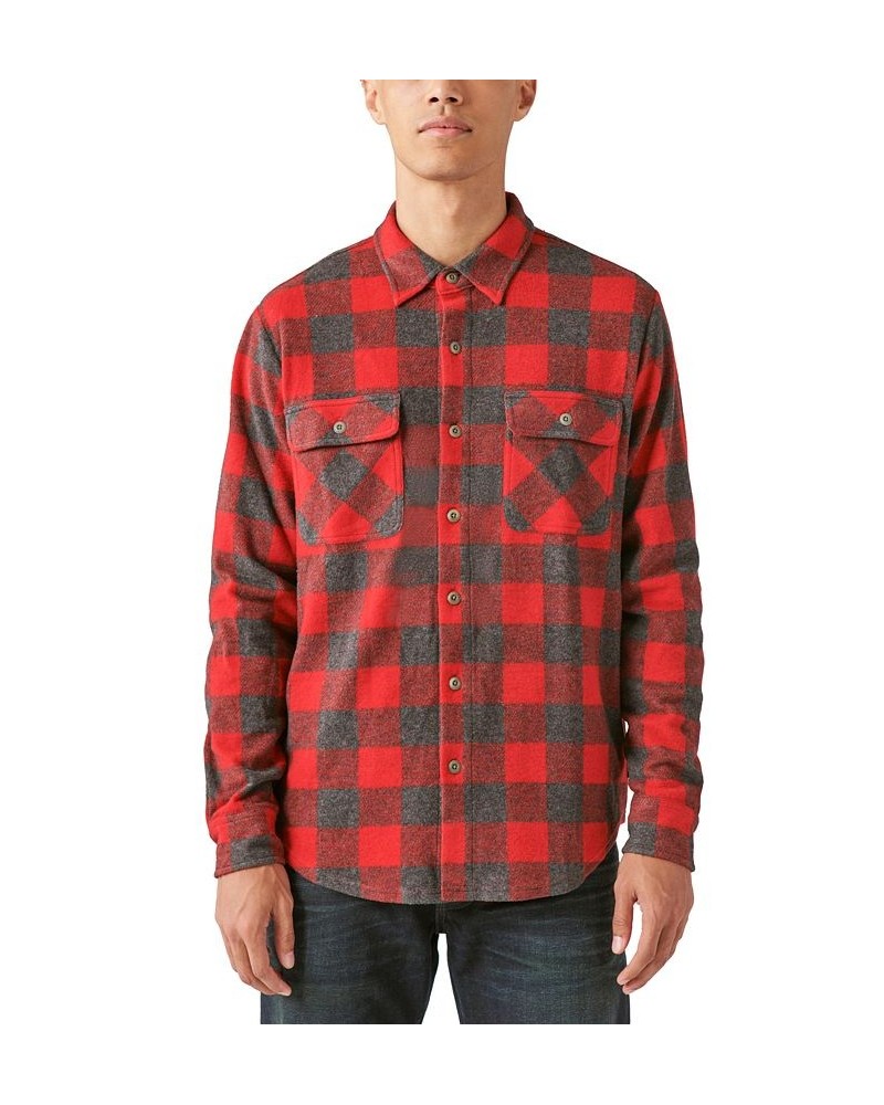 Men's Buffalo Plaid Long Sleeves Knit Shirt Red Multi $35.60 Shirts