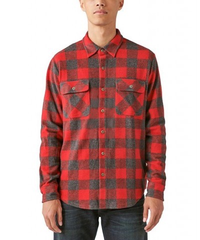 Men's Buffalo Plaid Long Sleeves Knit Shirt Red Multi $35.60 Shirts