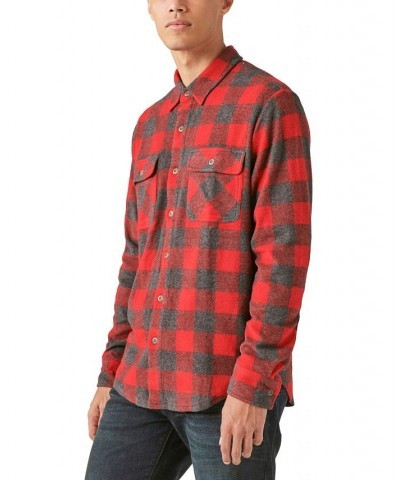 Men's Buffalo Plaid Long Sleeves Knit Shirt Red Multi $35.60 Shirts