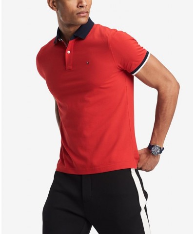 Men's Custom-Fit Contrast Trim Sanders Polo Red $21.71 Polo Shirts