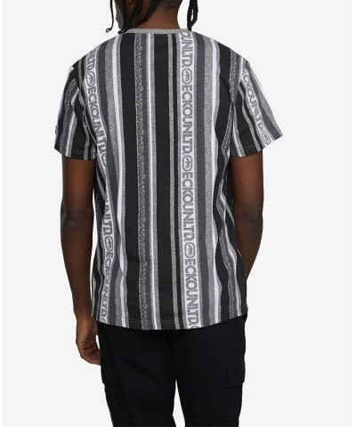 Men's Big and Tall Short Sleeves Line Down T-shirt Gray $31.90 T-Shirts