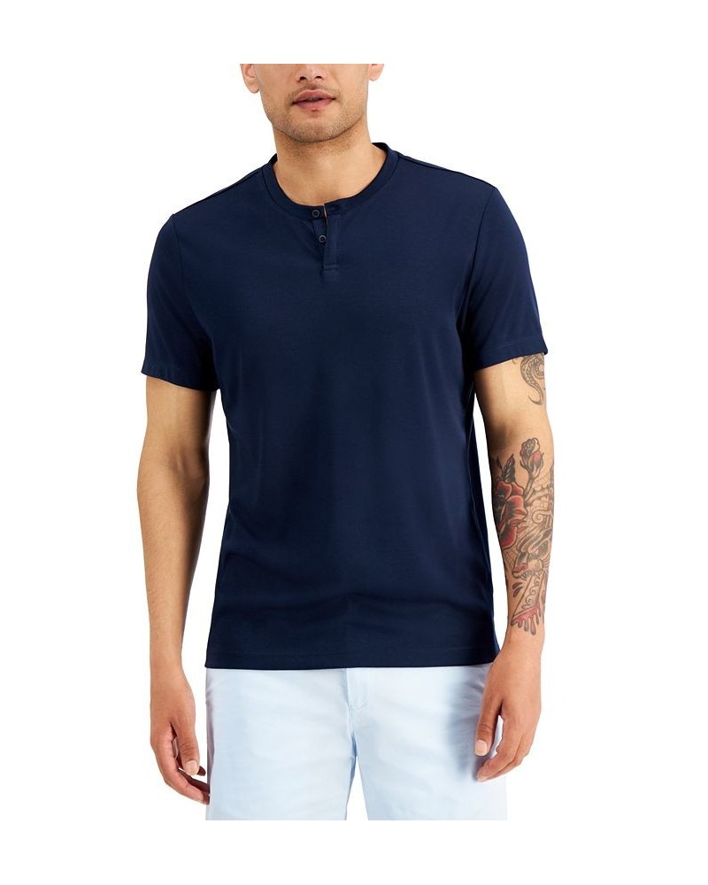 Men's Solid Henley Blue $10.39 T-Shirts