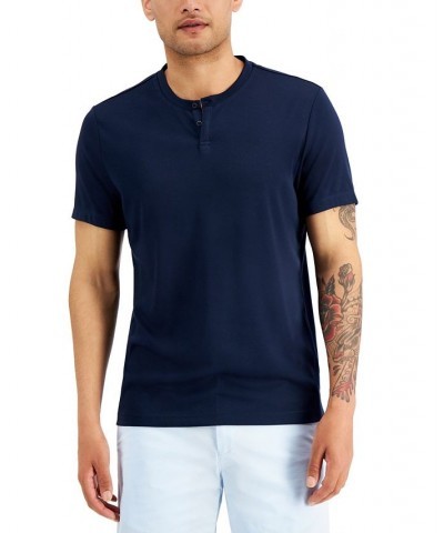 Men's Solid Henley Blue $10.39 T-Shirts