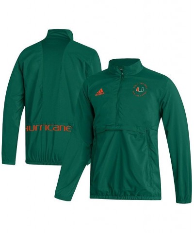 Men's Green Miami Hurricanes AEROREADY Half-Zip Jacket $38.70 Jackets