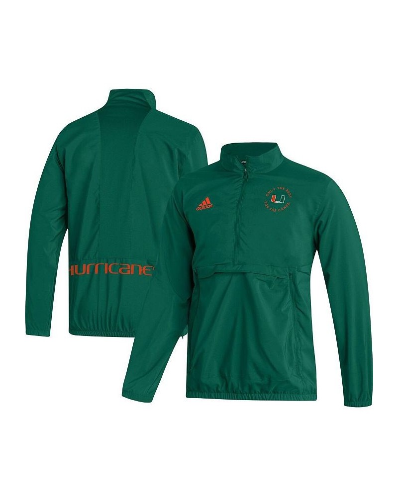 Men's Green Miami Hurricanes AEROREADY Half-Zip Jacket $38.70 Jackets