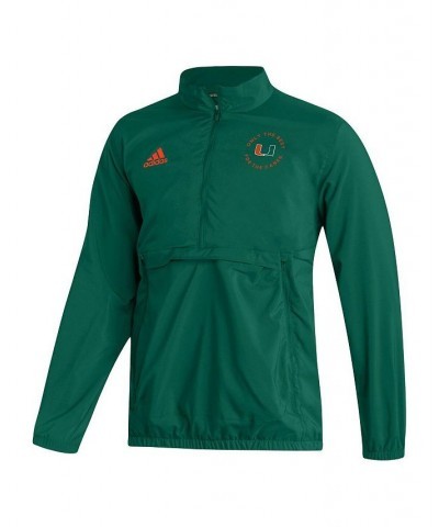 Men's Green Miami Hurricanes AEROREADY Half-Zip Jacket $38.70 Jackets