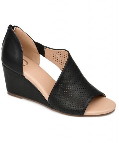 Women's Aretha Perforated Wedges Black $49.00 Shoes