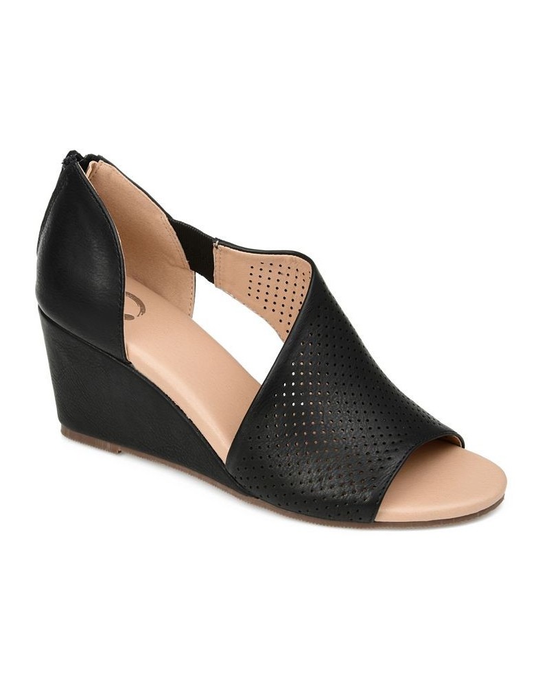 Women's Aretha Perforated Wedges Black $49.00 Shoes