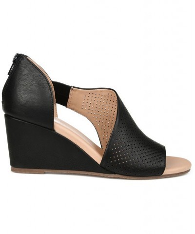 Women's Aretha Perforated Wedges Black $49.00 Shoes