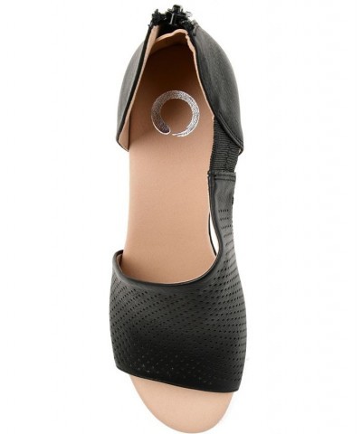 Women's Aretha Perforated Wedges Black $49.00 Shoes