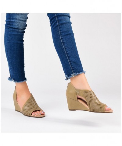 Women's Aretha Perforated Wedges Black $49.00 Shoes