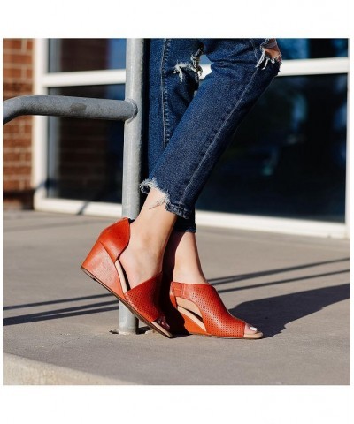 Women's Aretha Perforated Wedges Black $49.00 Shoes