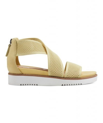 Women's Wander Round Toe Strappy Casual Sandals Yellow $40.94 Shoes