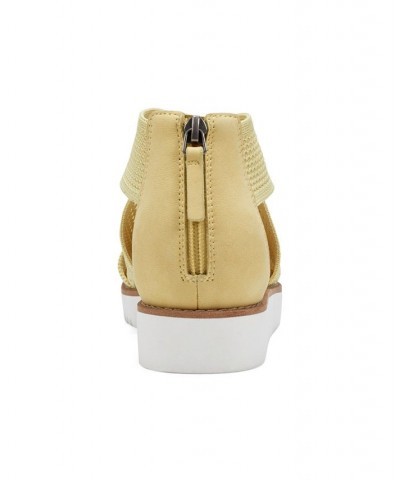 Women's Wander Round Toe Strappy Casual Sandals Yellow $40.94 Shoes