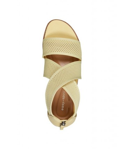 Women's Wander Round Toe Strappy Casual Sandals Yellow $40.94 Shoes