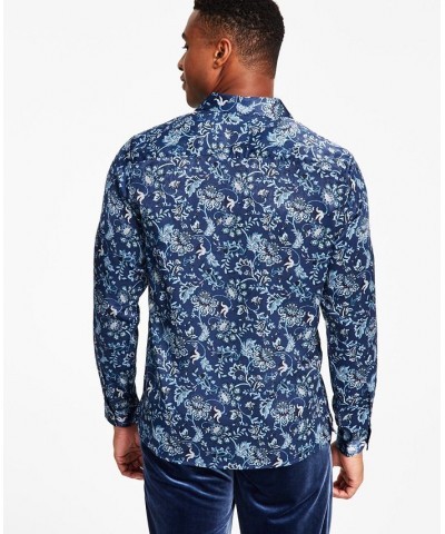 Men's Edward Regular-Fit Jacobean Floral-Print Shirt Blue $16.53 Shirts