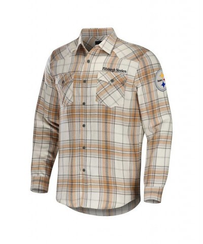 Men's NFL x Darius Rucker Collection by Tan Pittsburgh Steelers Flannel Long Sleeve Button-Up Shirt $35.04 Shirts