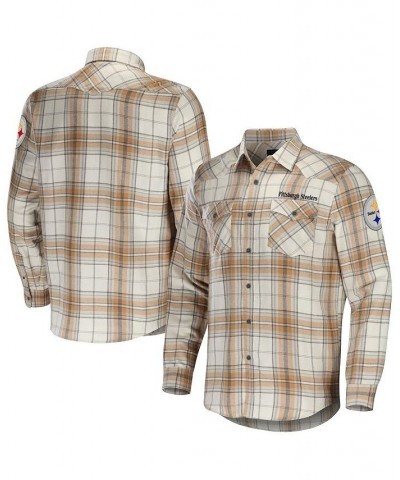 Men's NFL x Darius Rucker Collection by Tan Pittsburgh Steelers Flannel Long Sleeve Button-Up Shirt $35.04 Shirts