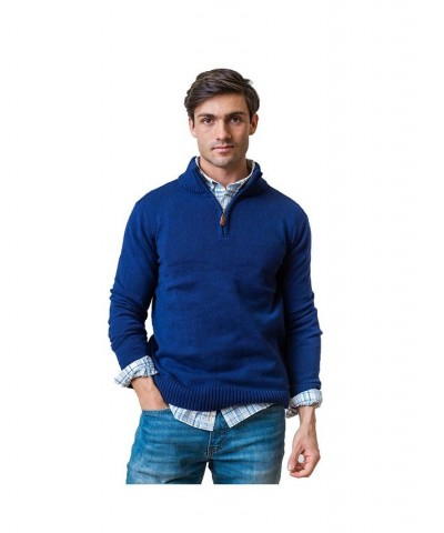 Mens' Half Zip Pullover Sweater Blue $27.11 Sweaters