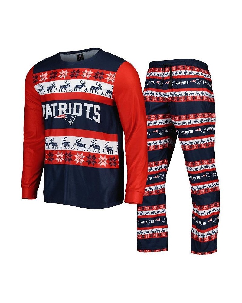 Men's Navy New England Patriots Team Ugly Pajama Set $39.20 Pajama