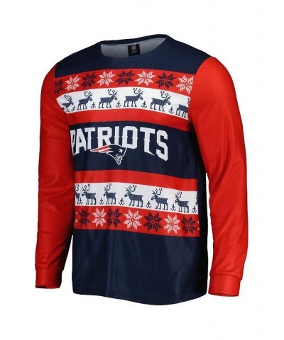 Men's Navy New England Patriots Team Ugly Pajama Set $39.20 Pajama