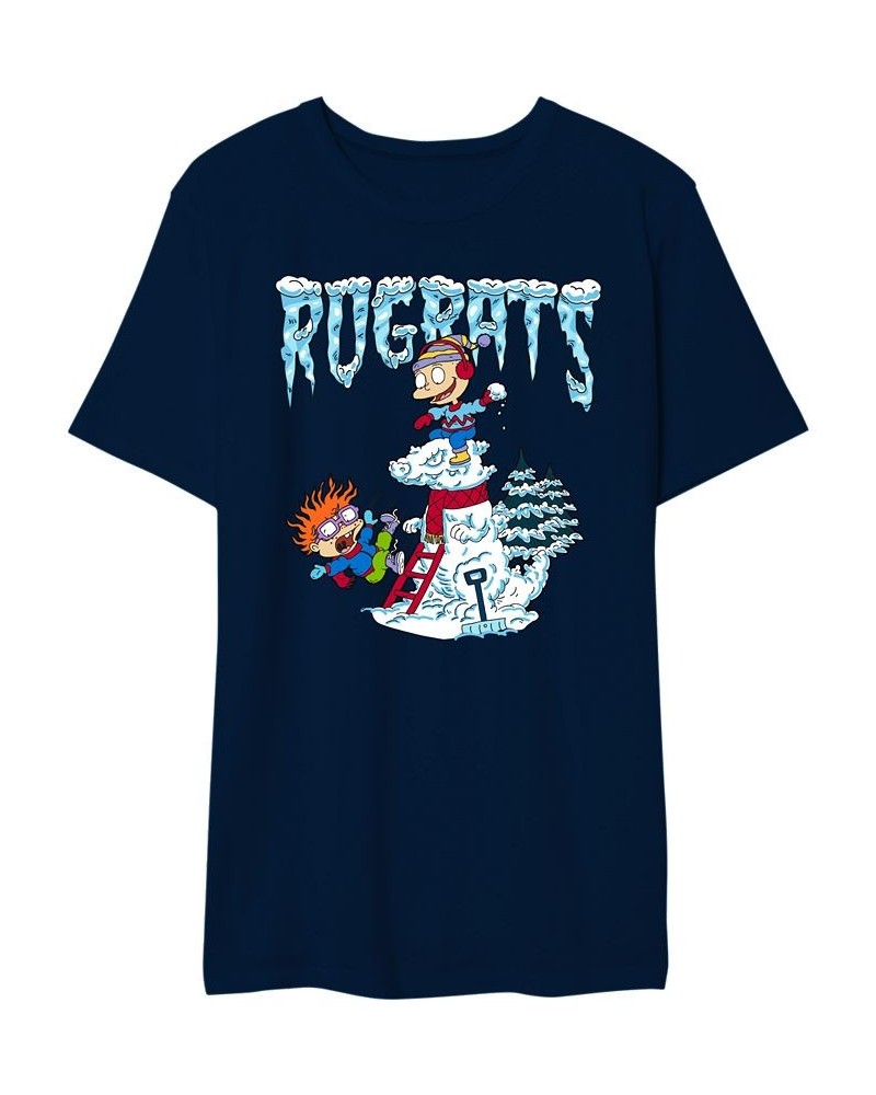 Rugrats Snowball Fight Men's Graphic T-Shirt Blue $19.94 T-Shirts