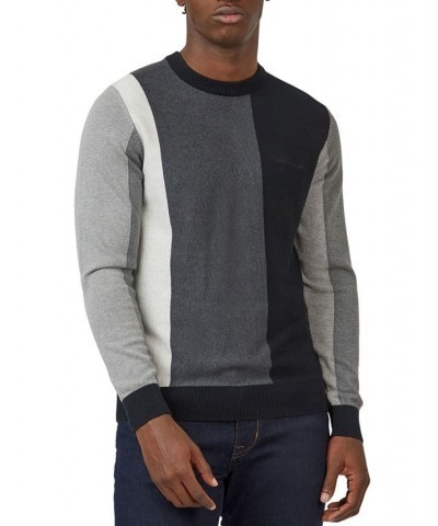 Men's Knitted Vertically-Striped Long-Sleeve Crewneck Sweater Black $58.05 Sweaters