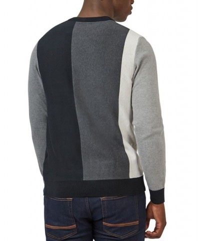 Men's Knitted Vertically-Striped Long-Sleeve Crewneck Sweater Black $58.05 Sweaters