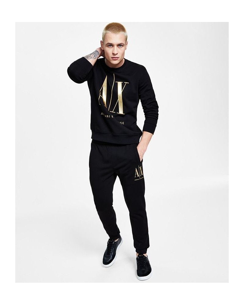 Men's Metallic Logo Embroidered Fleece Joggers Black $52.80 Pants