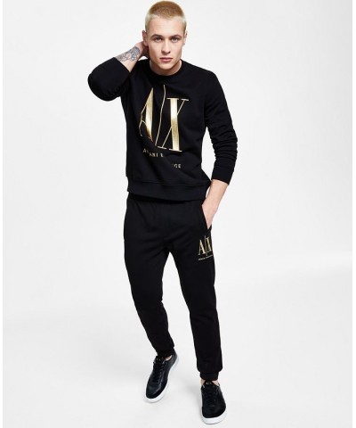 Men's Metallic Logo Embroidered Fleece Joggers Black $52.80 Pants