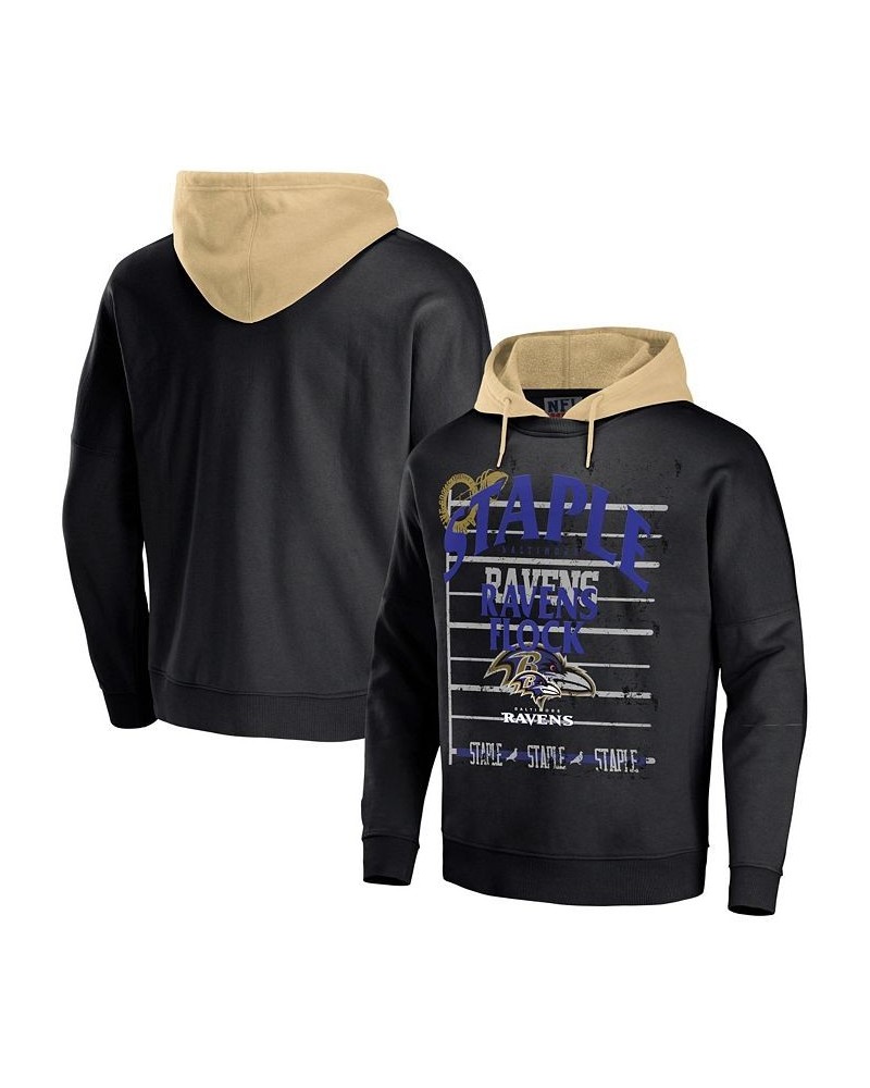 Men's NFL X Staple Black Baltimore Ravens Oversized Gridiron Vintage-Like Wash Pullover Hoodie $29.93 Sweatshirt