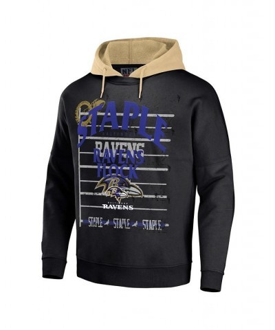 Men's NFL X Staple Black Baltimore Ravens Oversized Gridiron Vintage-Like Wash Pullover Hoodie $29.93 Sweatshirt