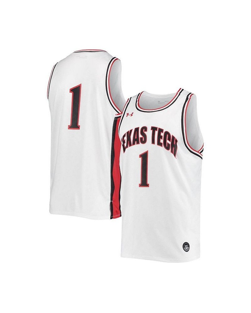 Men's Number 1 White Texas Tech Red Raiders Replica Basketball Jersey $47.25 Jersey