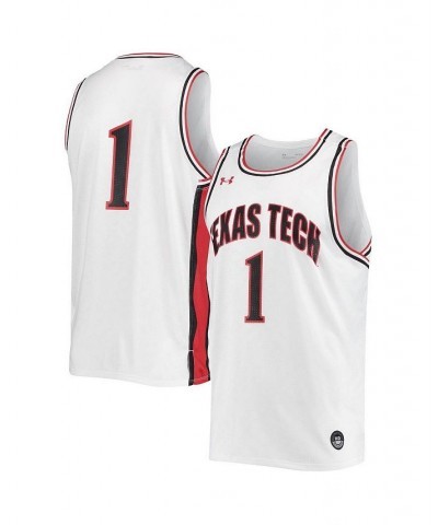 Men's Number 1 White Texas Tech Red Raiders Replica Basketball Jersey $47.25 Jersey