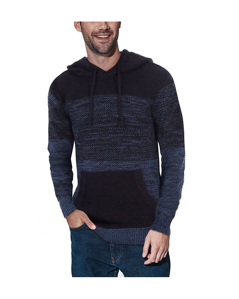 Men's Color Blocked Hooded Sweater Blue $29.99 Sweaters