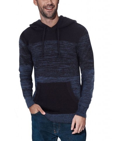 Men's Color Blocked Hooded Sweater Blue $29.99 Sweaters